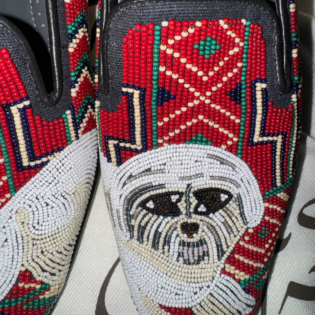 Donald J Pliner Beaded Slip On Loafers Maltese Dog Flats Sz 9.5 N New